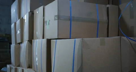 Robot stacking boxes in a warehouse Stock Footage 108123851
