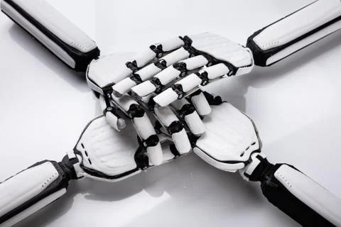 Robot Stacking Their Hands Stockfoto's