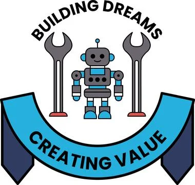 A robot is standing in front of two tools Stock Illustration