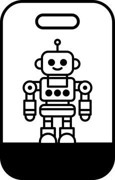 A robot is standing in a glass case Stock-Illustration