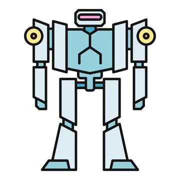 Robot standing icon representing artificial intelligence and automation Stock Illustration