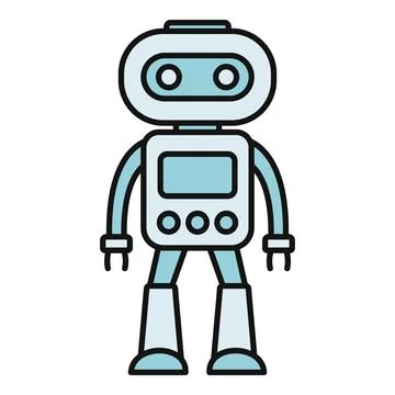 Robot standing icon representing future technology and automation Stock Illustration