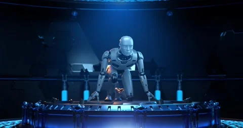 Robot in start position Stock Footage 236498828