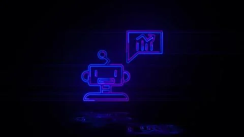 Robot statistic in neon effect mp4 video Stock Illustration