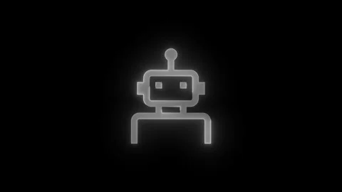 Robot stroke icon glowing neon animation Stock Footage 289520853