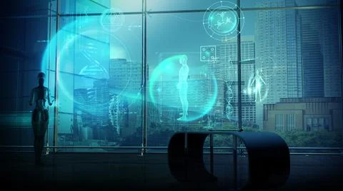 Robot is studying medical data, 3D render. Stock Illustration