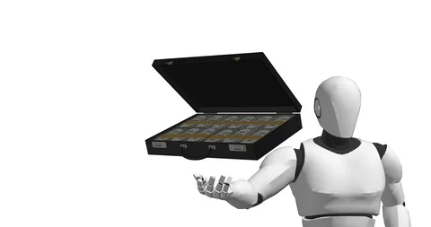 Robot with suitcase artificial intelligence Stock Footage 106645975