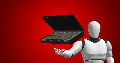 Robot with suitcase artificial intelligence Video stock 106645988