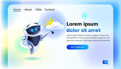 Robot with sun and cloud icon robotic character artificial intelligence 스톡 일러스트