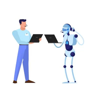 Robot as a support sevice worker. Idea of artificial intelligence Stock Illustration