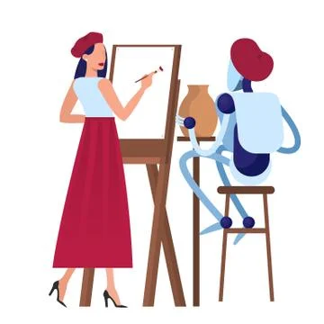 Robot as a support sevice worker. Idea of artificial intelligence Stock Illustration