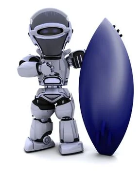 Robot with a surf board Stock Illustration