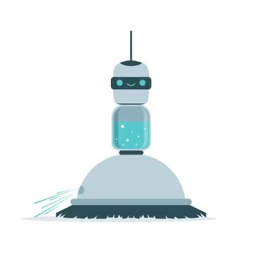 Robot sweeping a floor vector Illustration Stock Illustration
