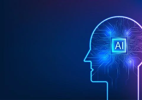 Robot synergy of AI technology. Inside, an artificial intelligence microchi.. 스톡 일러스트