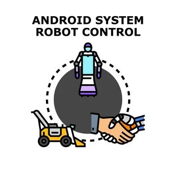 Robot system control and artificial intelligence concept 库存插图