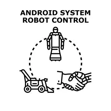 Robot system control and artificial intelligence concept Stock Illustration