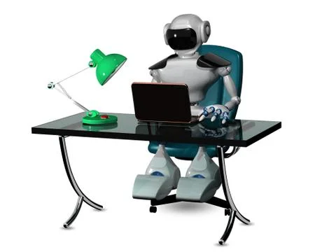 Robot at the table Stock Illustration