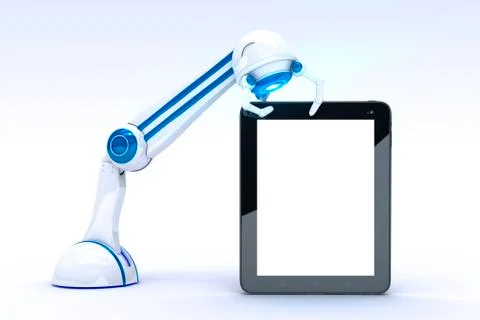 Robot with tablet Stock Illustration