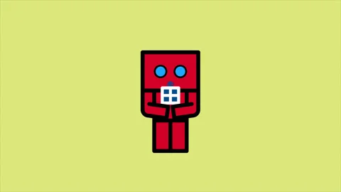 The robot takes out a gift from its inner section Stock Footage 143630746