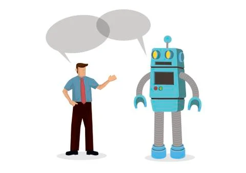 Robot talking with an office worker. Depicts automation, future job market an Stock Illustration