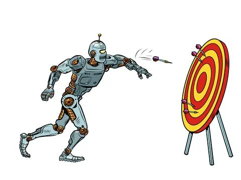Robot target dart target accuracy competition, sports fun and recreation Stock Illustration