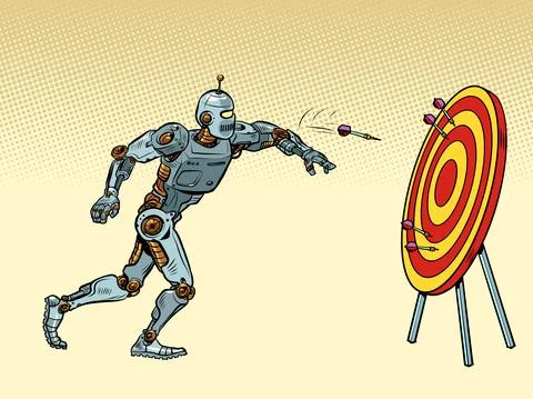 Robot target dart target accuracy competition, sports fun and recreation Stock Illustration