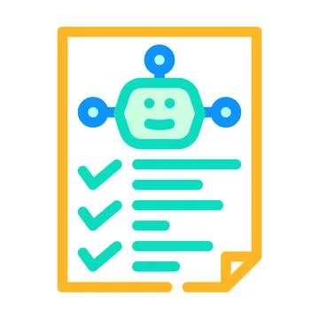 Robot task list color icon vector illustration Stock Illustration