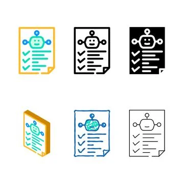 Robot task list color icon vector pack Stock Illustration