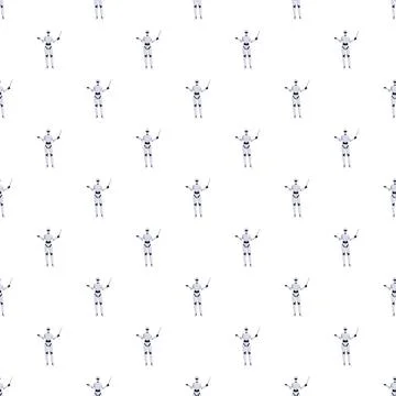 Robot teacher pointing seamless pattern on white background Stock Illustration