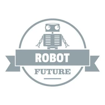 Robot tech logo, simple gray style Illustrazione stock