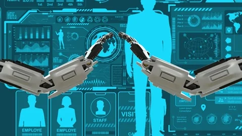 Robot Technology AI fix car green screen Stock Footage 204961403