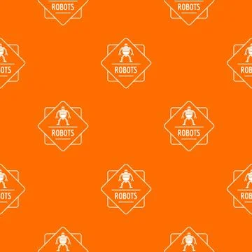 Robot technology pattern vector orange Stock Illustration