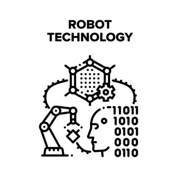 Robot Technology Vector Black Illustration Stock Illustration