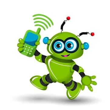 Robot with telephone Stock Illustration