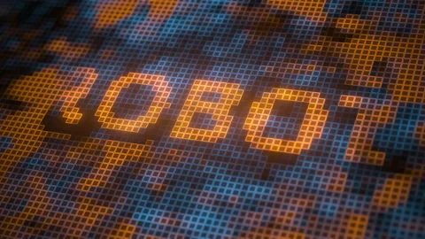 ROBOT text made of pixels on the screen, 3D animation Stock Footage 198566094
