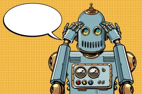 The robot thinks, thinker 库存插图