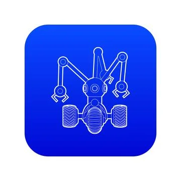 Robot with three tentacle icon blue Stock Illustration