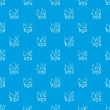 Robot with three tentacle pattern seamless blue Stock Illustration