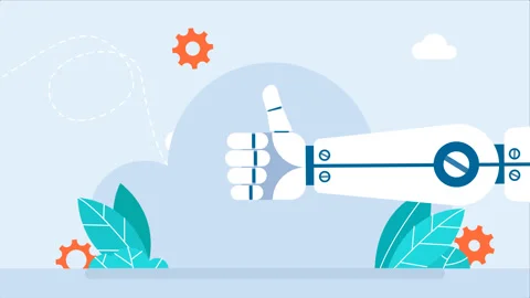 Robot thumb-up gesture-like. Agreement, approval, hitchhiking. Success of AI Stock Footage 252520675