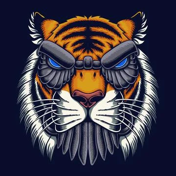 Robot tiger head vector illustration Stock Illustration