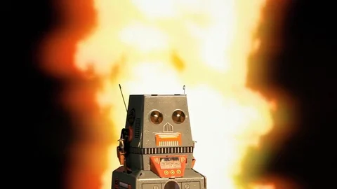 Robot tin still explosion 스톡 동영상 85393759