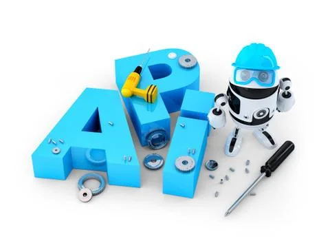 Robot with tools and application programming interface sign. Technology conce 스톡 일러스트