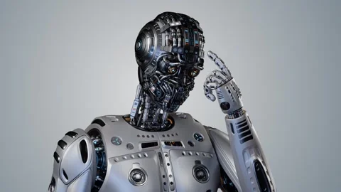 Robot touching head Stock Footage 257185686