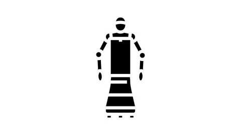 Robot a touchscreen glyph icon animation Stock Footage 326140034