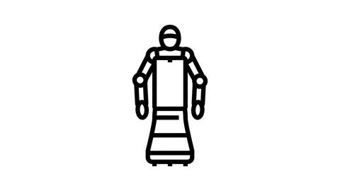 Robot a touchscreen line icon animation Stock Footage 326121710