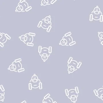 Robot toy line vector seamless pattern flat Stock Illustration