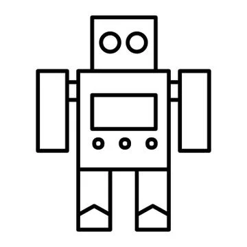 Robot toy thin line icon. Cyborg vector illustration isolated on white. Toy Stock Illustration