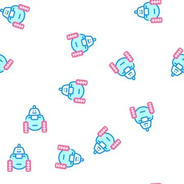 Robot toy vector seamless pattern flat Stock Illustration