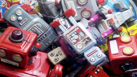 Robot toys spin Stock Footage 319648212