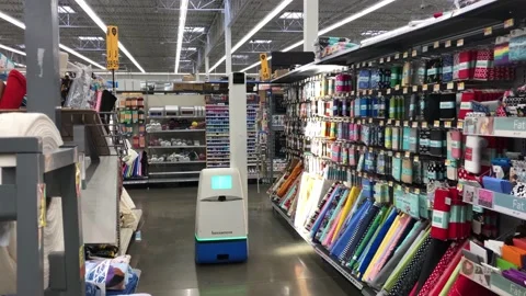 Robot tracking inventory at store Stock Footage 135847734
